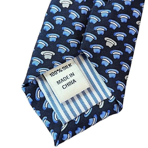 Jos A Bank Joseph 1905 Blue Fedora Hat Print Mens 100% Silk Necktie Neck Tie - Picture 3 of 15